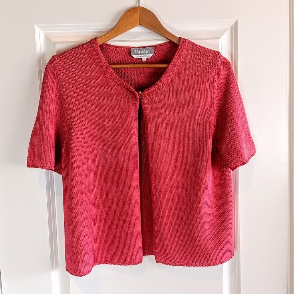 Max Mara Rose Pink Italian Cotton Knit Cardigan